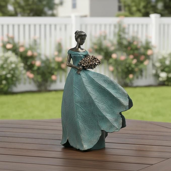Guichifun Fairy Statue Leaf Angel Girls 7.5 x 4.5 x 11.5 Inch | Resin, Home Garden Patio Decor, Memorial Gift for Mom, Outside or Inside, Outdoor Yard Decorations Figurines