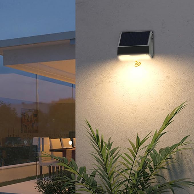 Solar Fence Light Outdoor, 4000K 3000K Solar Wall Lights with Motion Sensor, 1000LM Small Solars Light for Deck Fence Steps Patio Yard, 1pcs