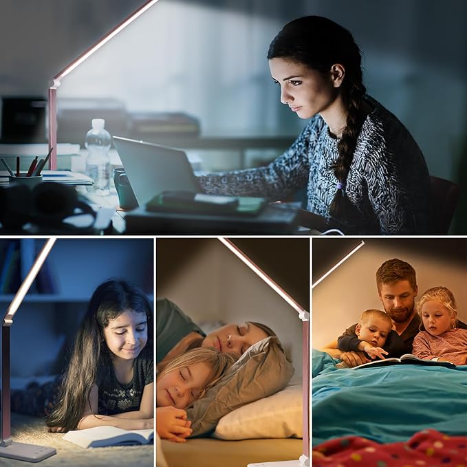 Desk Lamp, LED Desk Light with 10 Brightness Levels, 5 Color Temperatures, USB Power, Foldable Dimmable Table Lamp, Timer & Memory, Touch Control, Eye Caring Lamp for Reading Work Study Nail