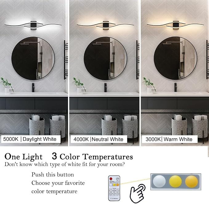 Daunton Hardwired Modern Wall Sconce Set of Two with Remote Control, Dimmable LED Wall Sconces Lighting Set of 2, Large Black Wall Light, LED Wall Lamp for Bedroom Living Room Bathroom 40.5" Length
