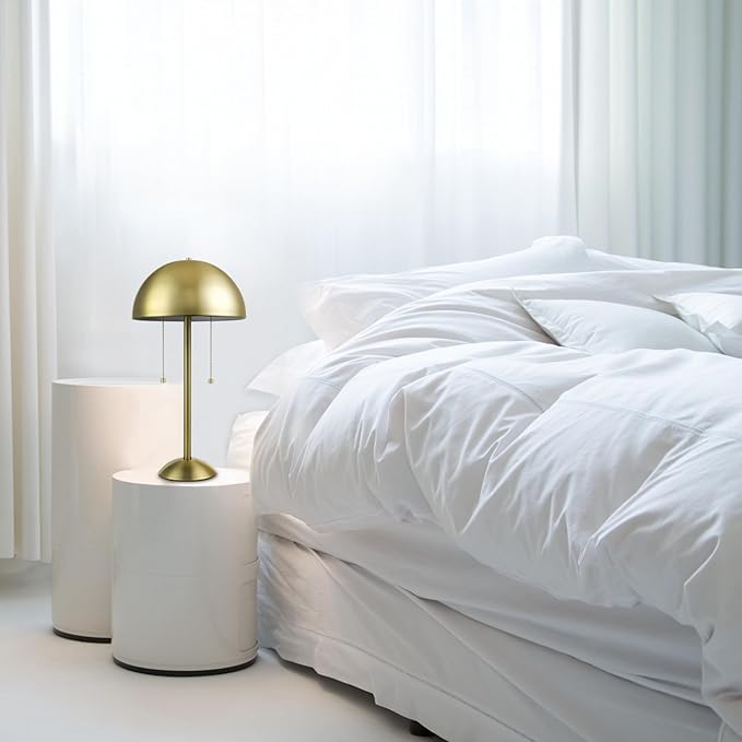 Globe Electric 12976 Haydel 21" 2-Light Table Lamp, Matte Brass, Double On/Off Pull Chain
