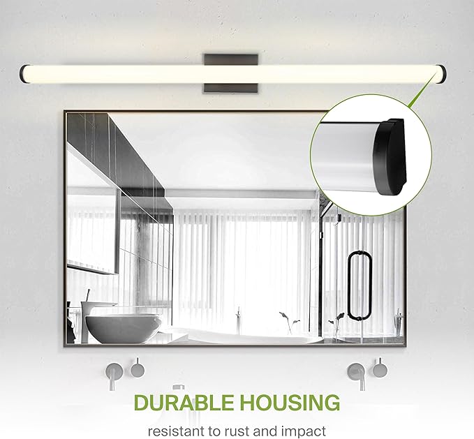 ASD 48" LED Linear Vanity Light Fixture, Modern Bathroom Sconce — 3 Color 3000K-5000K, Dimmable, 35W 3800LM, Energy Star & ETL Listed — Over Mirror Makeup Slim Bar for Bedroom, Cabinets — Black