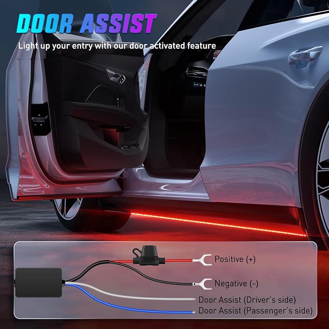 Nilight 4PCS Aluminum RGBW LED Underglow Strip Lights with APP & Remote | 396 LEDs Door Assist Multi Color DIY Sound Active Function Music Mode Underbody Light Strips for Car Truck RV