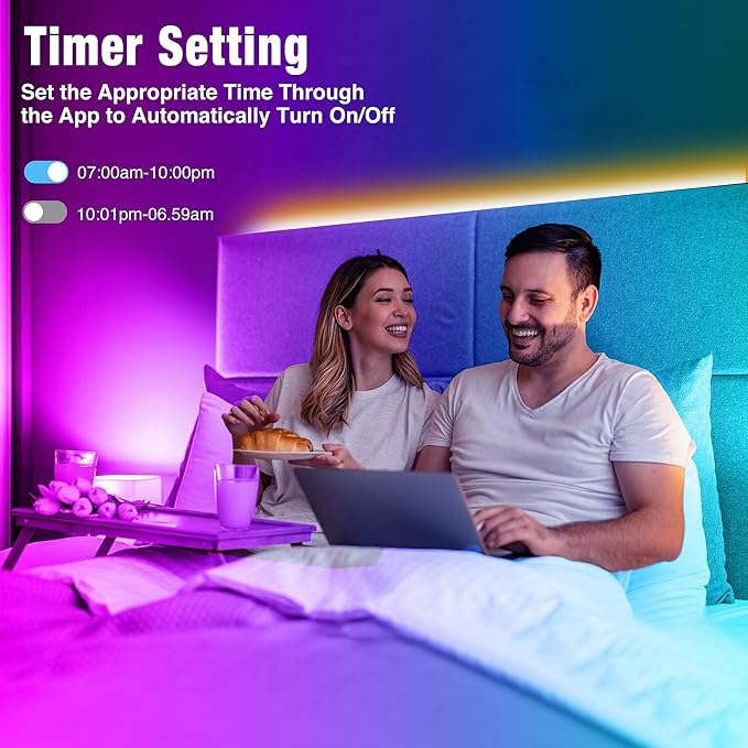 REEMEER Led Lights 100ft Smart APP Control Music Sync Strip Lights RGB Color Changing Strips with Remote, for Bedroom Kitchen and Party