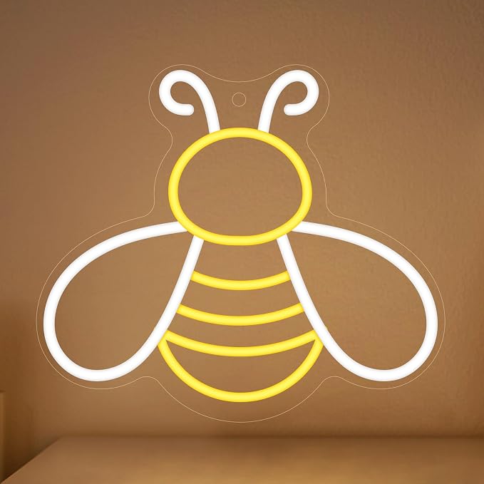 CoolGift Mart Bee Neon Sign - Dimmable Honey Neon Light Wall Decor, Birthday Party Decorations for Home, Patio, Garden, Bars, Hotels, Stores - Gift for Friends, Family, and Kids