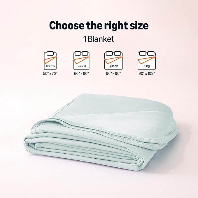 Amazon Basics Cooling Blanket for Hot Sleepers, Reversible Lightweight Thin Throw Blanket for Bed, Couch and Sofa, King (90" x 108"), Cyan