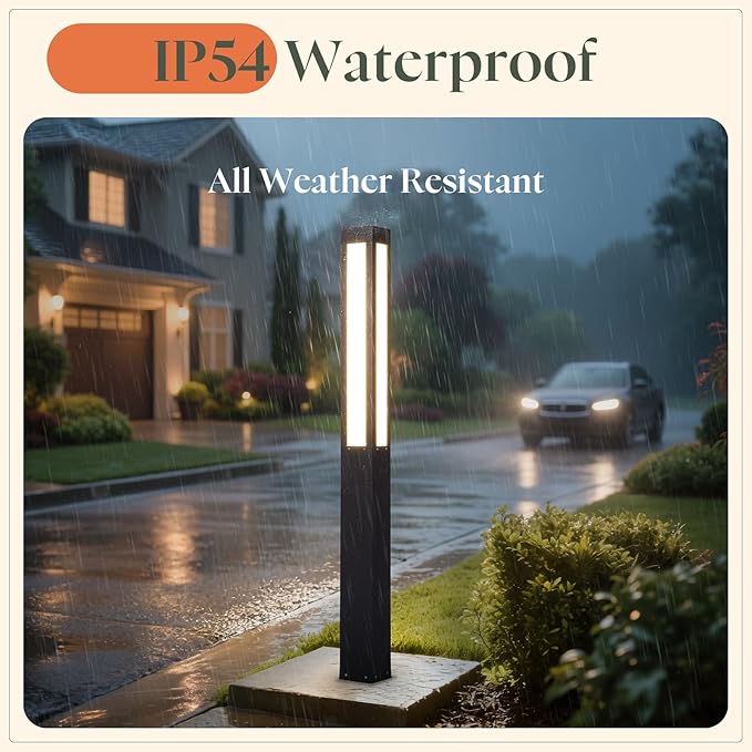71" Tall Pathway Lights, Landscape Bollard Lights Outdoor, Modern Path Light Waterproof, Aluminum Driveway Light High Voltage Wired, 15W LED Lighting Walkway Lamp for Lawn Patio Yard Garden