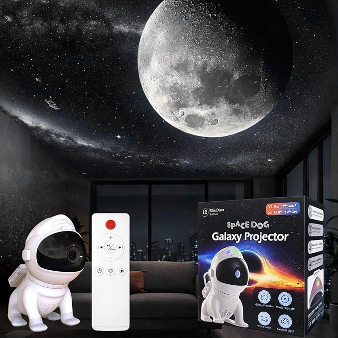 Upgraded Planetarium Projector with White Noise & Bluetooth Speaker, Astronaut Space Light Galaxy Projector for Bedroom, Ceiling Star Night Lights for Kid Adult Mood Lighting with Timer, Bedroom Decor
