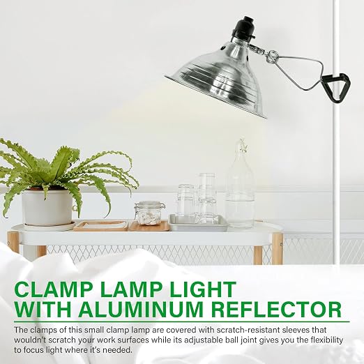 Simple Deluxe Clamp Lamp Light Socket with 8.5 Inch Aluminum Reflector, Suit for Max 150 Watt Lamp (No Bulb Included) with 18/2-Gauge 6 Feet Cord, 1-Pack