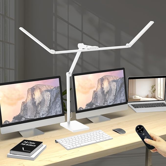 Omorepa 36 W 3000 LM Ultra Bright Architect Desk Lamp with Base, 47.4 Inch Wide Tall Overhead Desk Light for Home Office, Dimmable Table Light with Remote for Desktop Working,Drafting,Reading