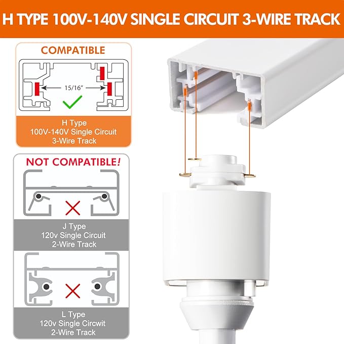 10W LED Track Lighting Heads H Type Track Light Heads Dimmable 3000K 4000K 6000K Flexible Track Lighting Fixtures Adjustable Track Lighting Heads CRI90+24° for Accent Art Task, White 8 Pack