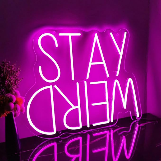 Stay Weird Neon Sign Neon Signs for Wall Decor Neon Light Sign with USB Neon Lights LED Neon Sign for Bedroom Living Room Study Room LED Signs for Wall Decor Birthday Teen Gift