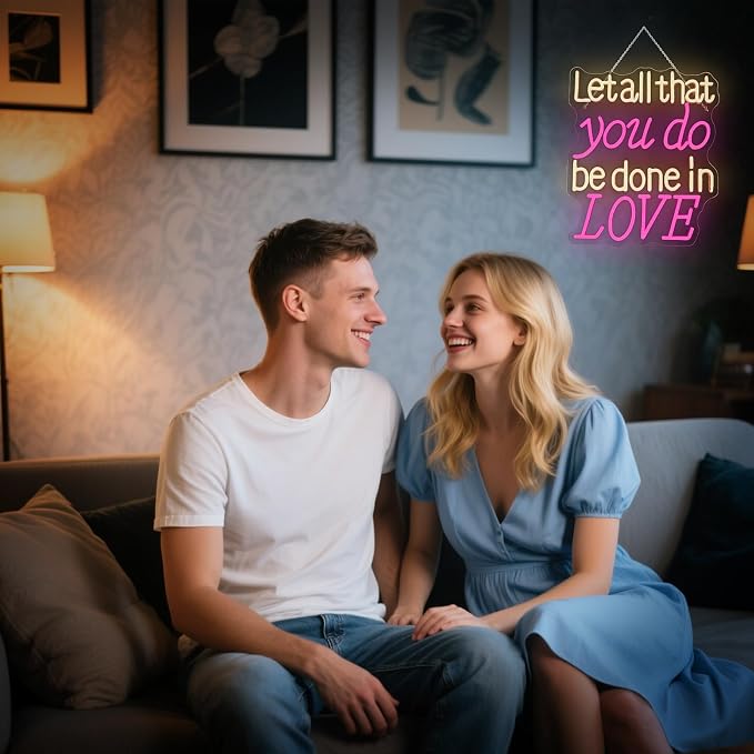 Let all that you do be done in Love Neon Sign Led Sign with USB Powered for Wedding Betrothal Wedding Reception Cafe, Church, or Party, USB-Powered Versatile Room & Event Decoration