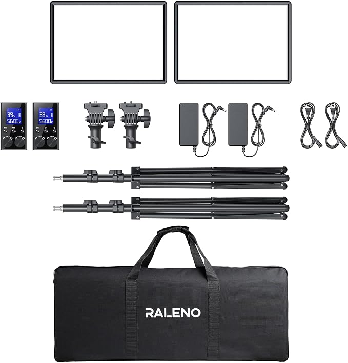 2-Pack 18" 45W LED Video Light Panel Kit with 78" Stand & Remote | Cri 97+ Bi-Color 2500k-6500k Studio Lights, For Video Recording, Tiktok, Youtube Streaming & Studio Photography