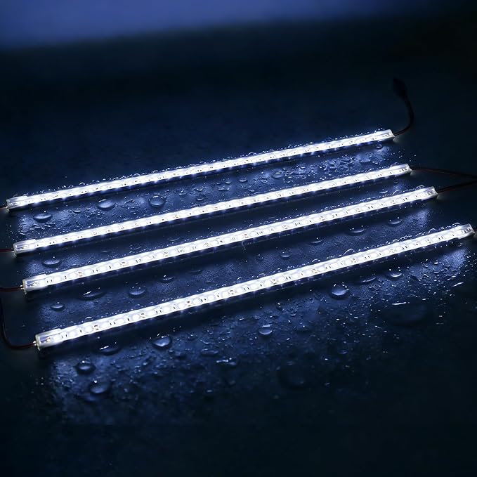 12V LED Light Bar Waterproof, 6000K Daylight White 20.5" LED Light Strip with 30 LEDs, Interior Light for Enclosed Trailer RV Van Truck Bed, Under Cabinet Kitchen & Aquarium Lighting (4 Pack)