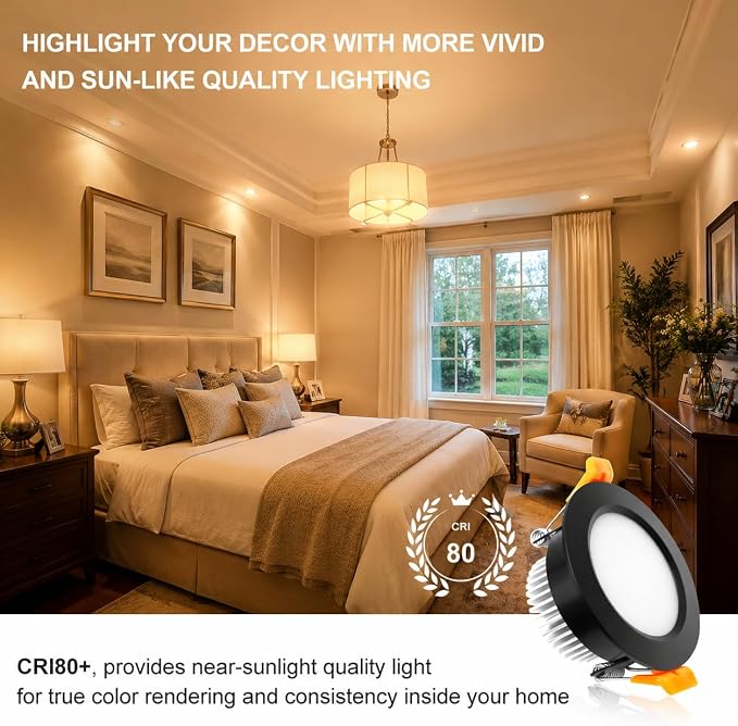 2 Inch LED Recessed Lighting, Dimmable LED Downlight 3W(35W Halogen Equivalent), CRI80, 3000K Warm White Ceiling Light with LED Driver(4 Pack)