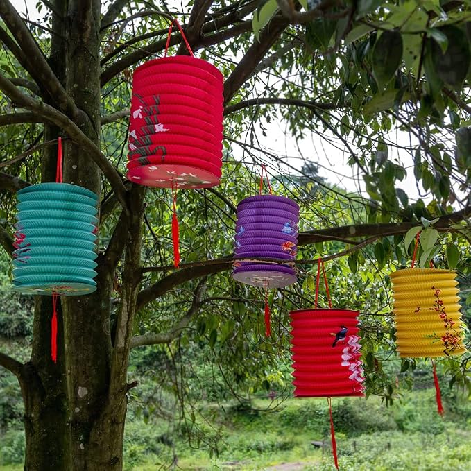 10PCS Chinese Japanese Asian Paper Lanterns with LED Lights Decorative Hanging Electric Paper Lanterns 6.3inch Colorful for Spring Festival Valentine Lunar New Year Party Decorations Decor (10)