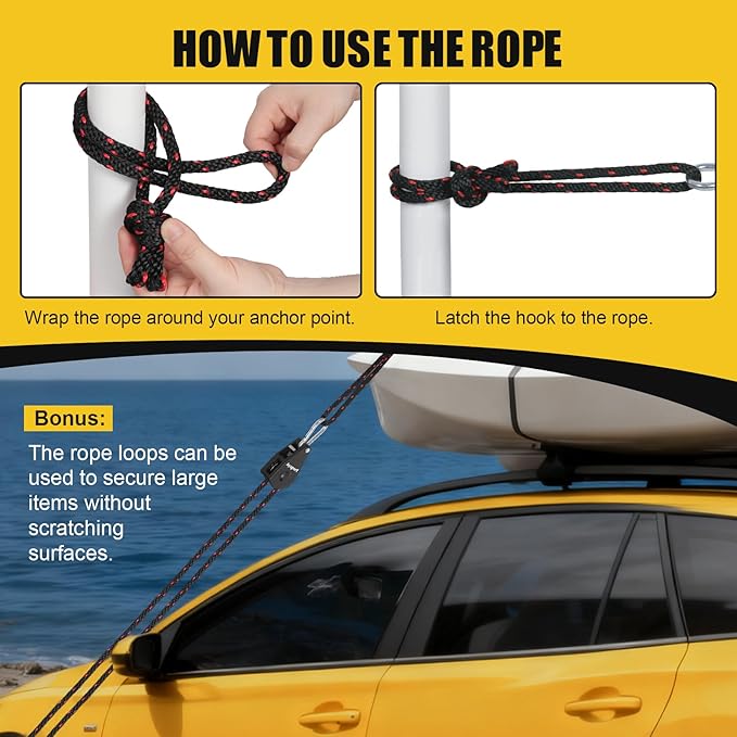 Ayaport Adjustable Rope Hanger Grow Light Hanger, 14Ft 3/8" Heavy Duty Plant Pulley Rope Tightener Ratchet Tie Down for Kayak, Tent Tie Downs, 2 Pack