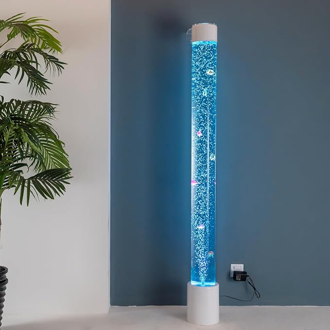 6FT Sensory Water Bubble Tube Lamp with Colorful LED Lights and Swimming Fish - Calming Aquarium Night Light for Children and Sensory Integration Therapy
