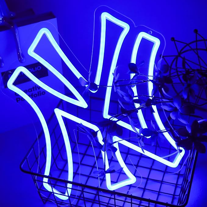 AHlove YANKEES Neon Signs for Wall Decor，Baseball Team Neon Lights for Bedroom，LED Signs Suitable for Man Cave、Dormitory、Games Room、Bar，Gifts for Teen Boys