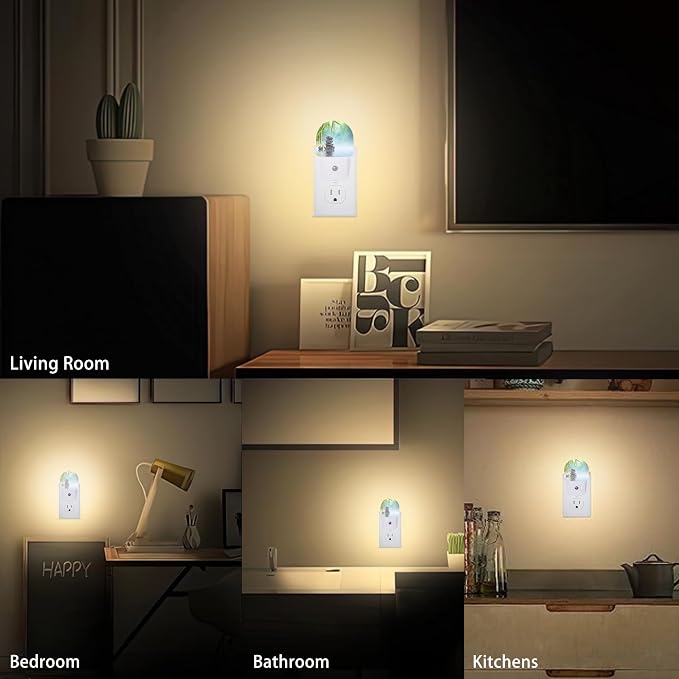 Zen Stone Bamboo Night Lights Plug into Wall for Girls Boys Room,Night Light LED Lamp Dusk to Dawn Sensor Round Lamp for Bedroom Bathroom Hallway Home Wall Decor
