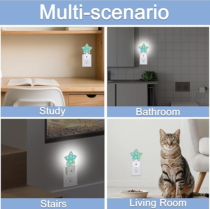 Cute Duck Night Lights Plug Into Wall,Yellow Cartoon Rubber Ducks Star Night Light for Kids,Nightlight with Dusk to Dawn Smart Sensor for Bedroom Bathroom Decor,Children Women Men Gift