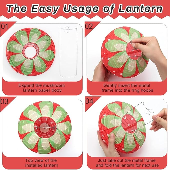 Strawberry Paper Lanterns, 8" & 12" Large Strawberry Hanging Lantern, Strawberry Hanging Decorations for Fruit Theme Birthday Party Decor(6 Pcs, Red)