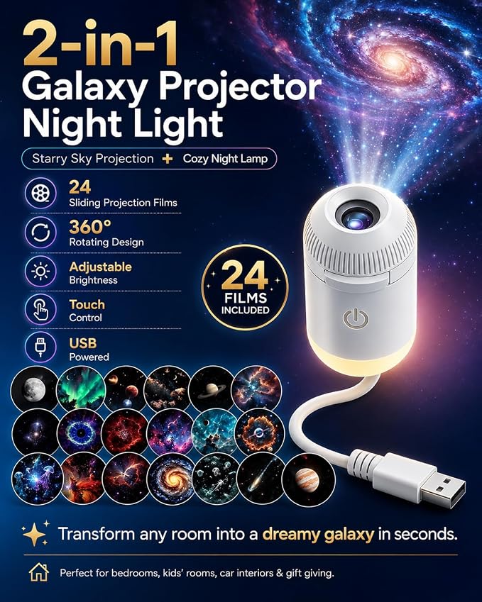 Galaxy Projector Star Sunset Lamp Space Night Light for Bedroom Aurora Planetarium De Galaxias para Habitación Mini USB Starry Sky Astronaut Fantasy Ceiling Wall LED Moon Nightlights Decor