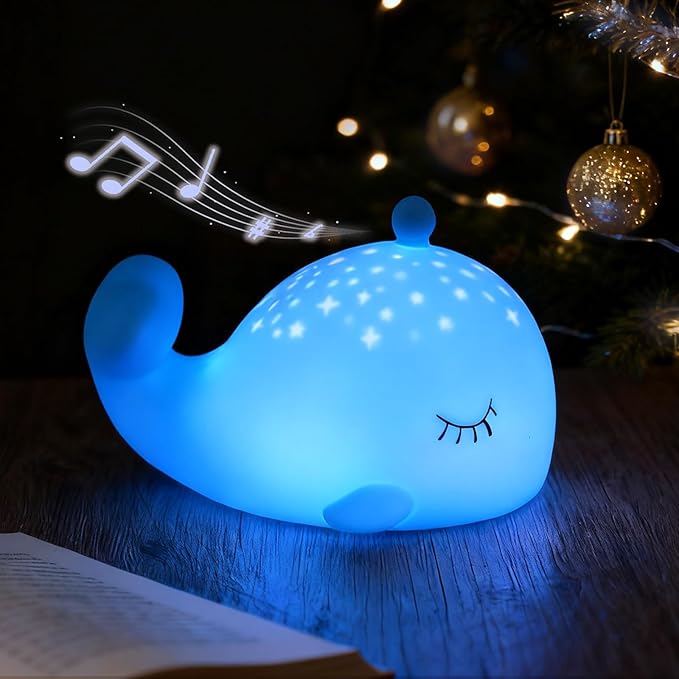 Cute Night Light Gifts for Kids, 7 Colors Blue Whale Toys Cute Lamp,Soft Silicone Baby Night Light,Silicone Whale Rechargeable Nightlight for Kid Kawaii Room Decor