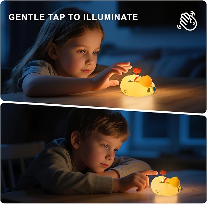 Duck Night Light for Kids, 3 Brightness Levels LED Nursery Lamp Dimmable & Rechargeable, Duck Silicone Lamp for Bedroom/Nursery,Room Decor Lamp Gift for Adult Toddler/Boys/Girls Yellow
