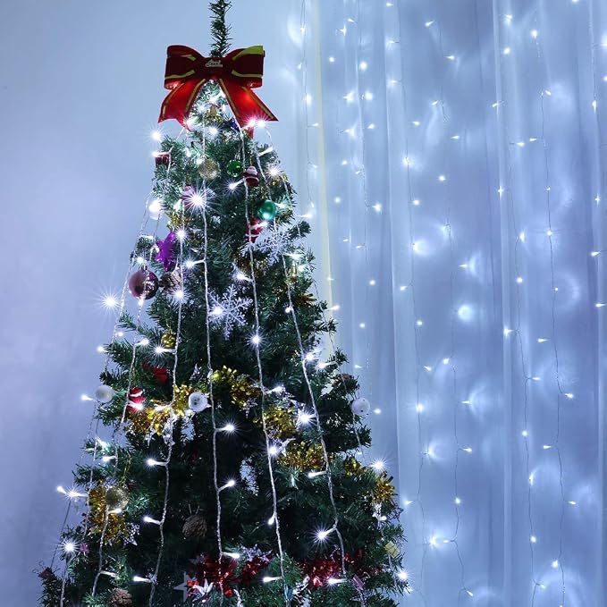 Lepro Lighting Ever 306 LED Curtain Lights Cool White, Hanging Fairy Lights | 10 x 10 ft Large Size, 18 Hang Down String Lights, 6.9" Apart, High Density Backdrop Lights, 8 Modes, 6000K, Not Connectable