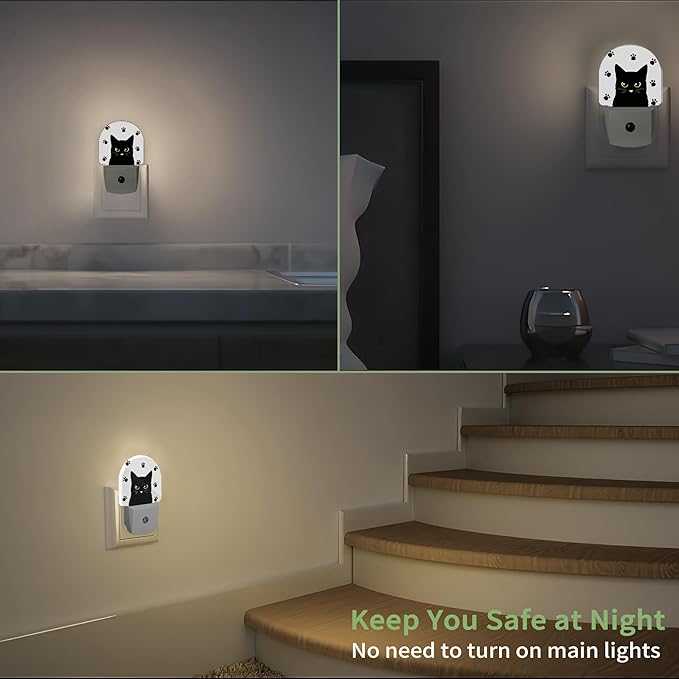 Black Cat Night Light, Night Light Plug into Wall with Dusk to Dawn Sensor, LED Lamp Energy Saving Lights for Men Women Boys Girls,Lamp for Bedroom Bathroom Hallway