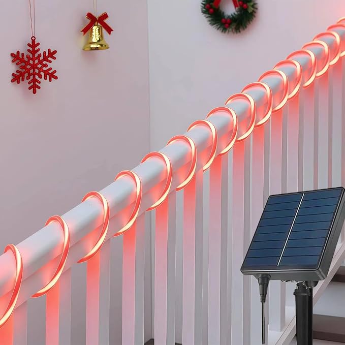 Halloween Candy Cane Lights Outdoor, 33ft 100 LEDs Solar Rope Lights, Waterproof IP65 Cobwebs Decor with 8 Modes, Solar String Lights for Patio, Wedding, Tree, Christmas dec