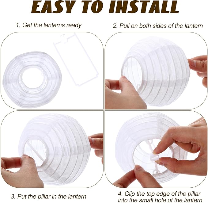 Treela 30 Pack White Chinese Japanese Paper Lanterns Decorative Hanging Ball Round Paper Lantern Lamps for Wedding Birthday Party Home Decorations(4 Inch)
