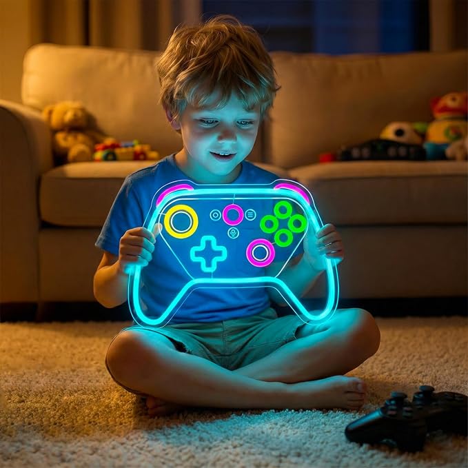 Gamer Neon Sign,Game Controller LED Sign for Gaming Room Decor,USB Powered Dimmable Neon Sign for Gamer Room,Game Neon Sign for Teen Boy Room Decor,Gaming Wall Decor,Gamer Gifts for Boys,Kids