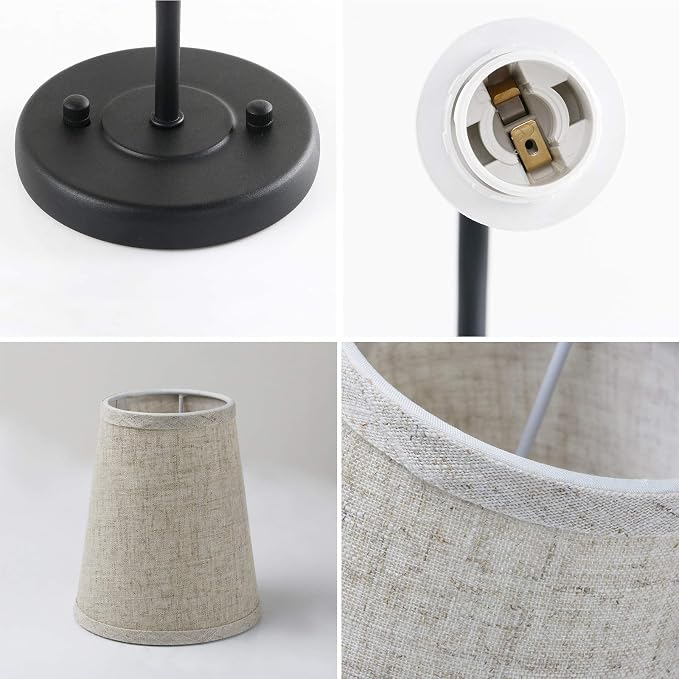 Classic Rustic Wall Sconce Light Fixture with Flared Funnel Linen Fabric Shade Nightstand Lamps for Living Room Bedrooms Bedside Reading (Black)