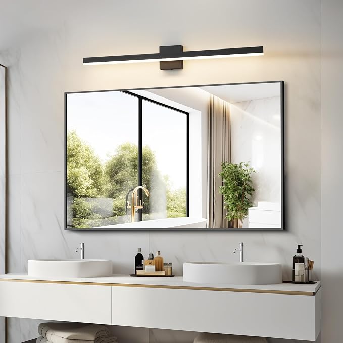 Black Bathroom Vanity Light Fixture 39.4'' 20W Dimmable 5CCT LED Hardwired | Bathroom Light Fixture Over Mirror, Bathroom Wall Sconce, Rust-resistant, ETL Certificated, 2700K/3000K/3500K/4000K/5000K