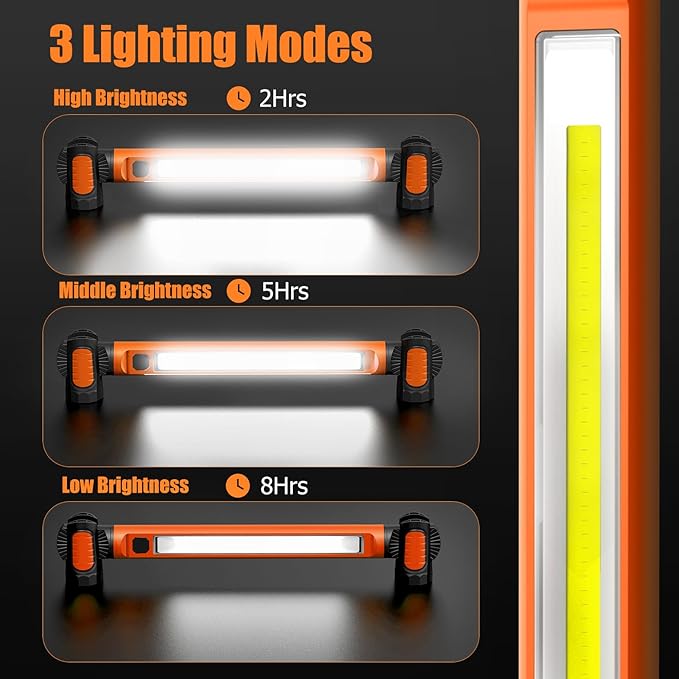 Mechanic Work Light, wokelux 3000LM LED Work Light, 5200mAh Rechargeable Magnetic Work Light, Underhood Cordless Work Lights with Hooks for Mechanics Inspection Workshop Emergency