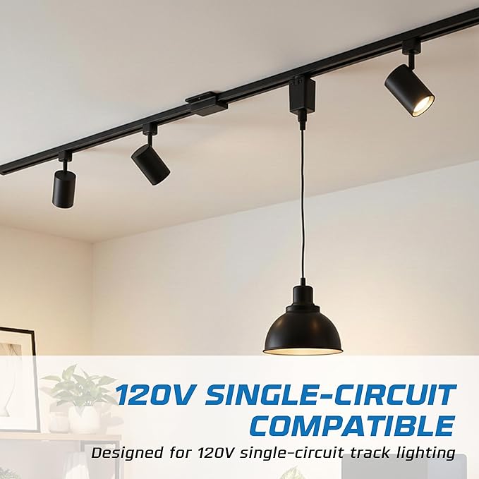 OHLECTRIC Stem Hung Pendant Track Adapter, Black (2-Pack) – for Single Circuit Track, 120V – Supports Indoor Dry Locations – Durable Plastic Construction with cULus Listing