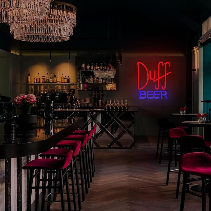 Duff Beer Neon Signs Homer Simpsons Sign Dimmable Cartoon Wall Decor for Bar Club Cafe Restaurant Bedroom Party Home Man Cave Gift for Boys Girls Fans