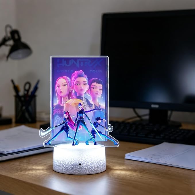 Cartoon Night Light, Korea Pop 3D Illusion Lamp with 16 Colors Changing, Timer Function, 4 Flash Modes and Dimmable, Room Decoration, Holiday Xmas Gifts