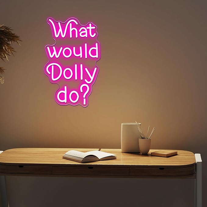What Would Dolly Do Neon Sign, Cowboy Themed Party Motivational Quote Neon Light Sign, 9.8"x15.7", USB Powered for Country Music Lover Home Decor Christmas Birthday Gift
