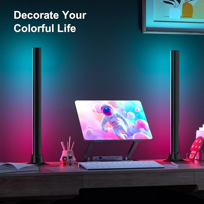 MIHEAL 16.53" RGB Light Bar, Music Sync RGB LED Lights Bar, USB Powered Mood Lighting, Remote Control Color Changing Gaming TV Backlight, 8 Dynamic Modes for PC Room Monitor Desk