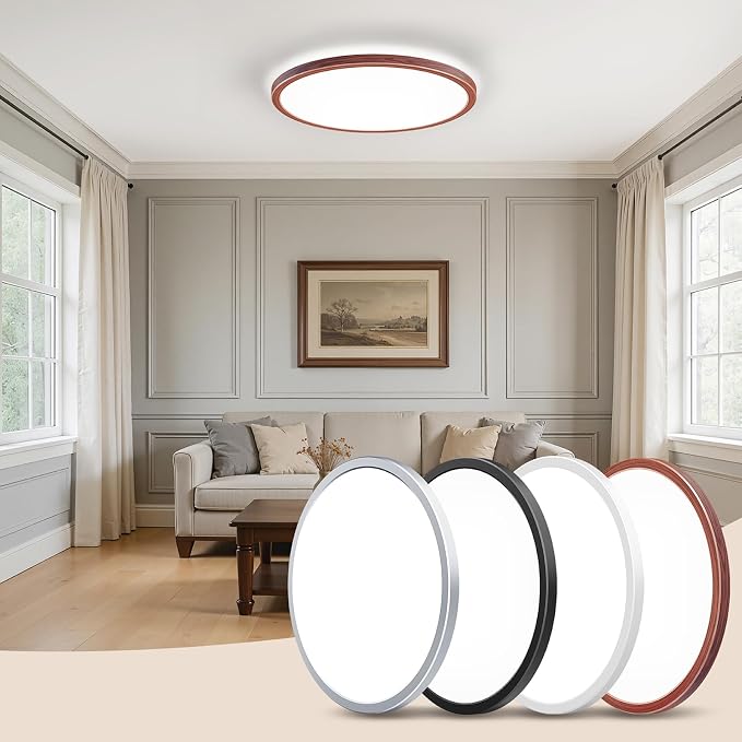 Dimmable LED Flush Mount Ceiling Light Fixture with Remote Control, 12Inch 3000K-6500K Light Color Adjustable, Modern Ultra-Thin Ceiling Lamp for Bedroom Kitchen, Wired