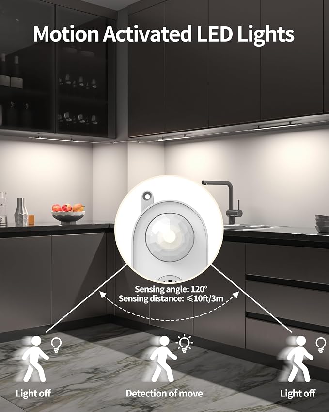 Motion Sensor Dimmable Under Cabinet Lighting, 4500K 12-inch 2 Pack