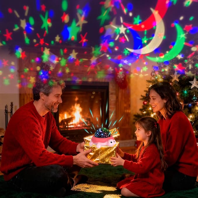 Pink Lucky Turtles Kids Night Light,3-8 Year Old Boys Toy Star Sky Projector Lamp 360° Rotation,4 LED Light Beads,16 Light Colors Adjustable,USB Cable Powered,Ceiling Ambiance Light for Kids Bedroom