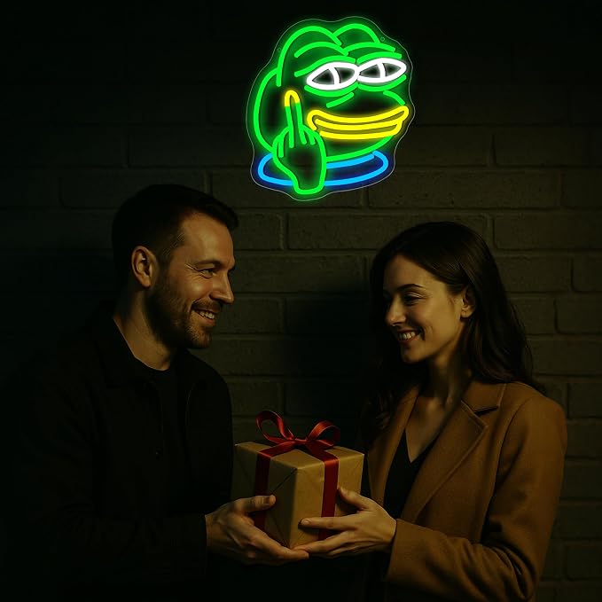 Frog Neon Sign for Wall Decor Funny LED Light for Man Cave | Dimmable frog neon light, bedroom, bar dorm decor, birthday gifts for man kids, size 11.6*11.2 in