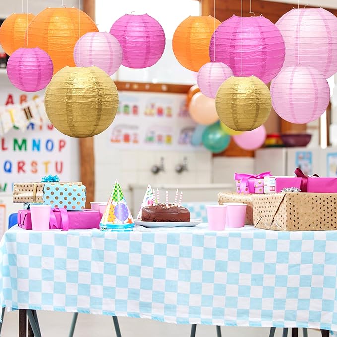 21 Pcs Paper Lanterns Party Decorations, 4/6/8/10 Inch Round Chinese Hanging Paper Lanterns for Wedding, Birthday, Baby Shower, Graduation, Classroom Ceiling Decorations Indoor Outdoor