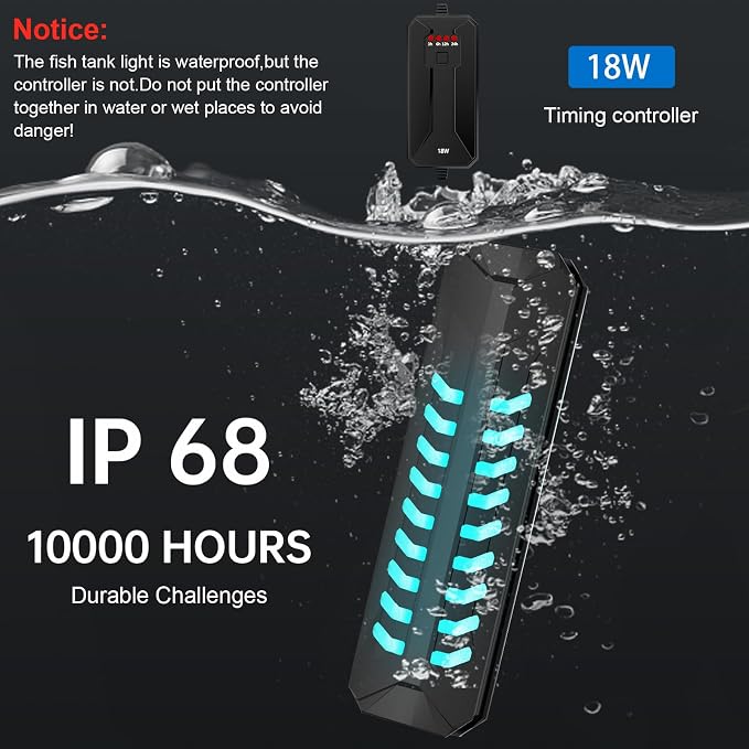 Aquarium Clean Light，15W&18W&22W Submersible Light with Timer,Double Tube Aquarium Water Clean Green Clear Waterproof Clean Lamp for Pond,Swimming Pool (18W)