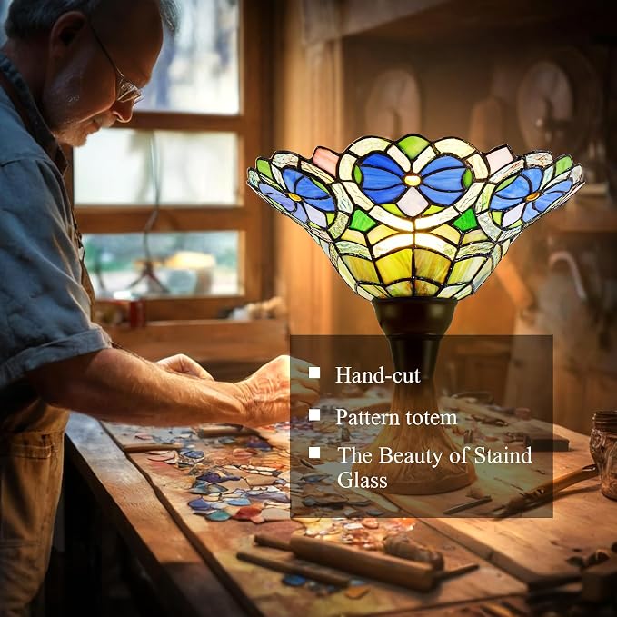 Luvkczc Torchiere Floor Lamp - 70" Victorian Stained Glass Lamp Antique Tiffany Style Standing Light for Home,Office,Hotel Decor